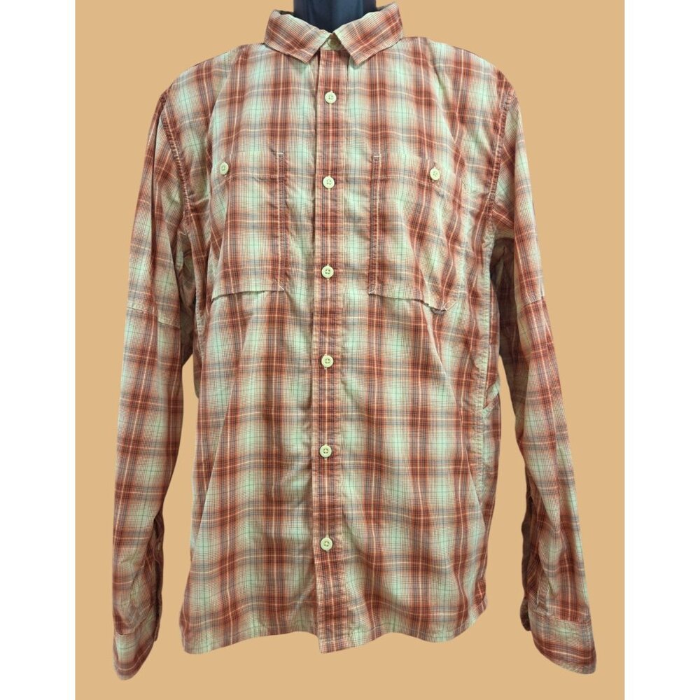 REI Co-Op Mens Orange Roll-Tab Fishing Shirt Large Tall Nylon